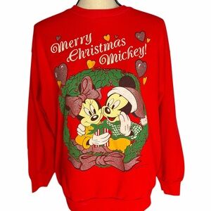 Vintage Disney Red Merry Christmas Mickey Sweatshirt